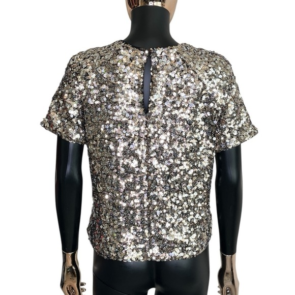 Banana Republic Gold Silver Sequin Party Top NWT Holiday New Year’s Eve Small - Picture 3 of 7